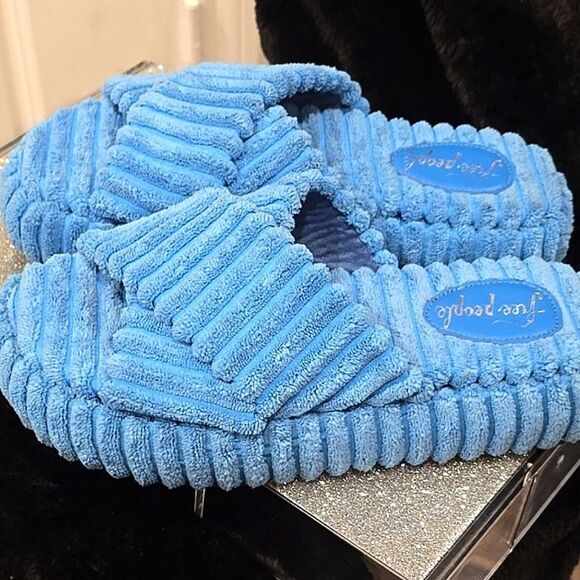 Free People Ibiza Terry Slide Sandal- Blue - Picture 8 of 10